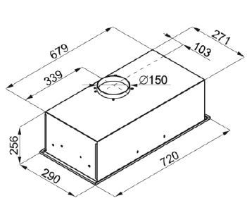 شفاط مطبخ بيلت ان كريستال Crystal BI.74 BK مع خيار التهوية الخارجية أو إعادة تدوير الهواء داخليًا