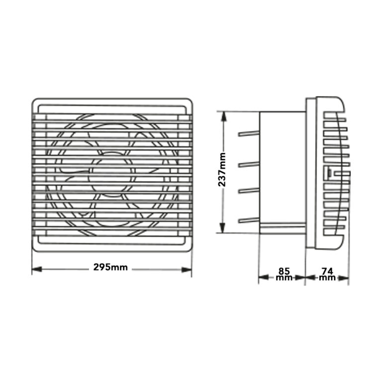 VVR 230 Exhaust Fan, 230 mm Diameter, 455 m³/h Airflow, White