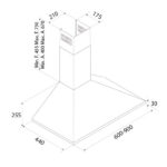 TurboLine Pyramid Kitchen Hood, 60 cm, 4 Speeds 1200 m³/h, Silver - Classica Plus 60